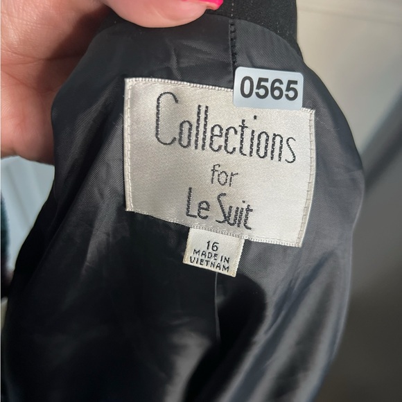 Vintage collections for le suit sz 16 black pinstriped straight blazer 0565 - Picture 5 of 5